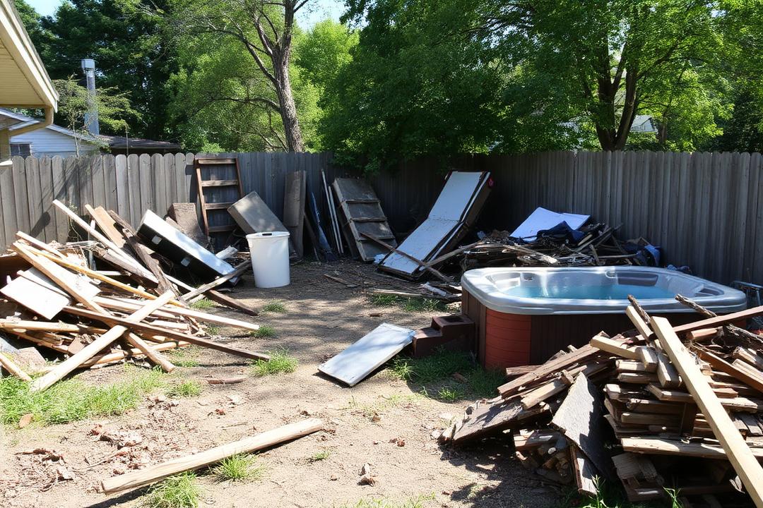 Yard & hot tub removal — Lee's Summit, MO before junk removal